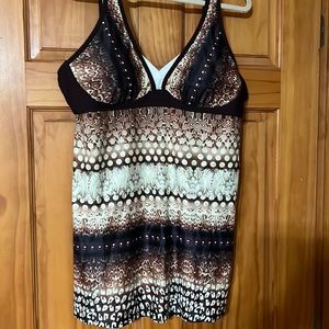 2XL Brown/Beige Tankini
